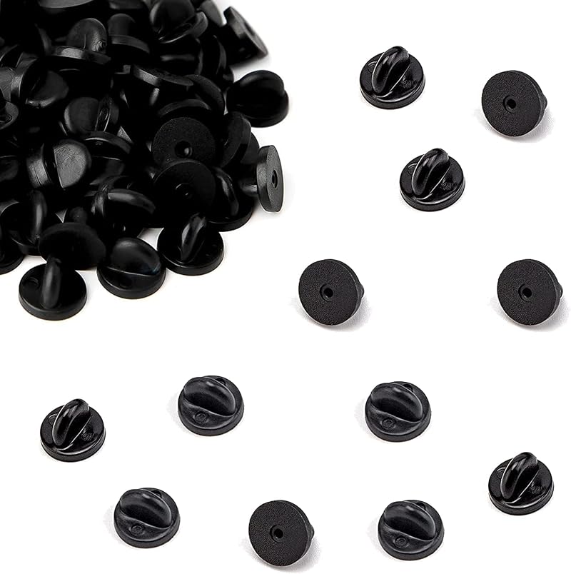 Siqian 30 Pcs Pin Back Locking Backs for Badges PVC Rubber 0.45 inch