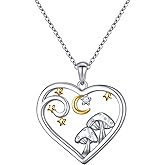 S925 Sterling Silver Heart Love Jewelry Mushroom Frog Robin Crane Pendant Necklace for Women