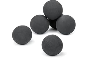 GRISUN Black Round Ceramic Fire Balls for Fire Pit, 5 Inch Tempered Fire Stones for Natural or Propane Fireplace, Safe for Outdoors and Indoors Fire Pit Reusable Fireballs, Set of 6