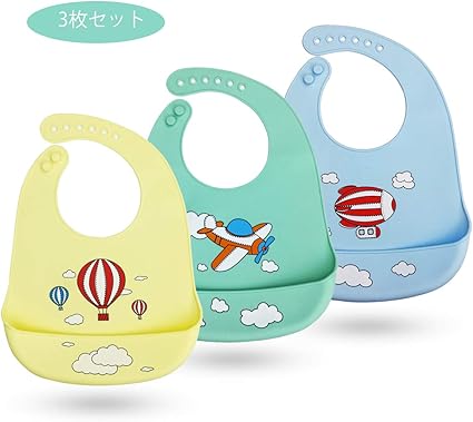 Amazon Co Jp Scettar ベビースタイ 食事用 シリコンスタイ よだれかけ ベビー ビブ 離乳食エプロン ビブ 3枚セット Ja152 C ベビー マタニティ