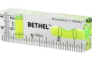 BETHEL Small Level Mini BubbleLevel 90°/180°directions SpiritLevel Shatterproof Cross Check PocketLevel Picture Hanging Levels Mark Measuring Instruments Layout Tools (75×25×15(MM))
