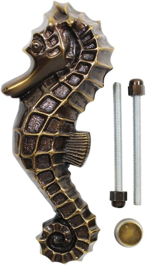 Antique Door Knocker Brass Antique Door Hardware Sea Horse Door Knocker 6 1/2 Inch X 2 3/4 Inch