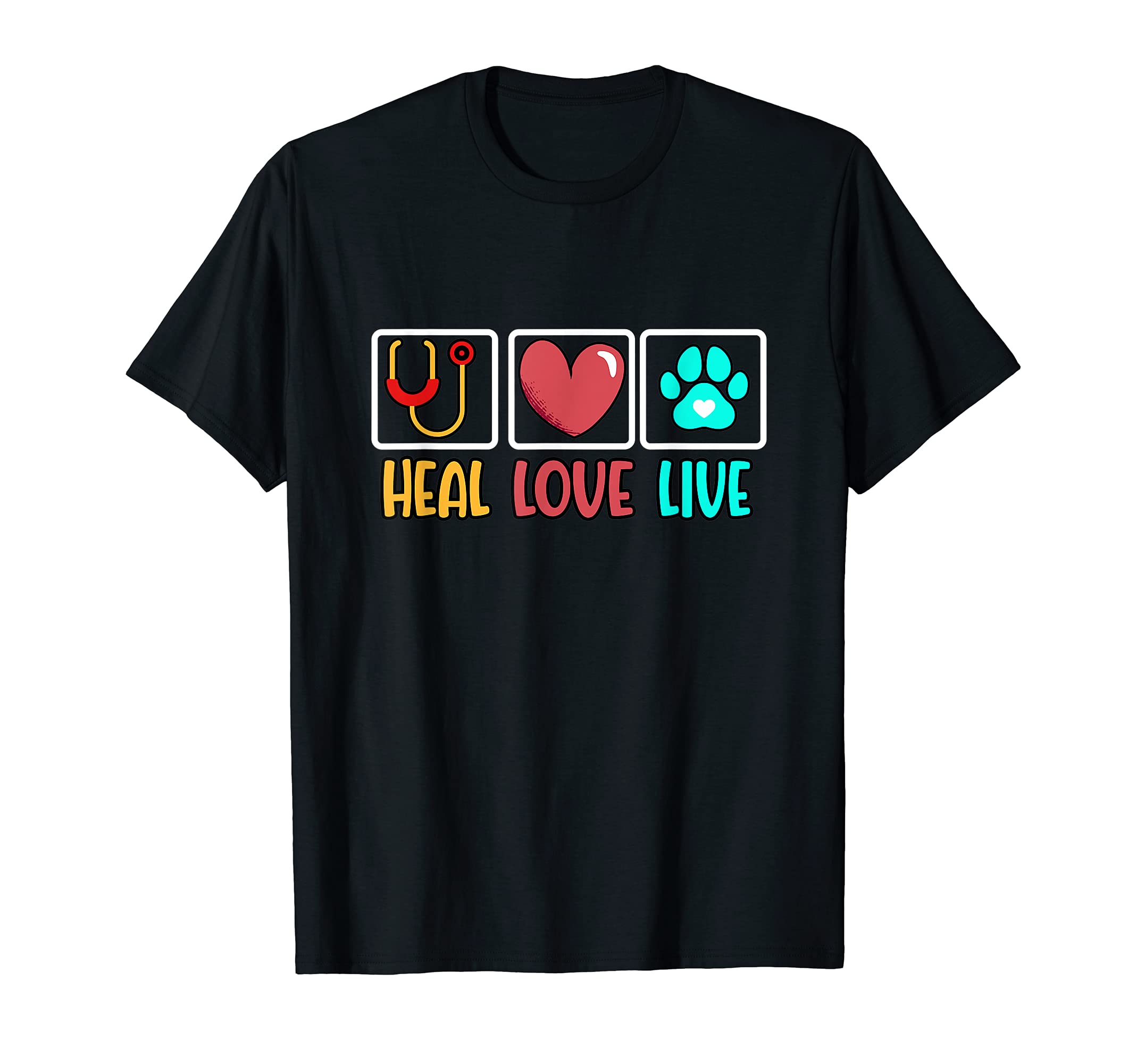 Funny Heal Love Live Veterinarian Veterinary Doctor Paw T-Shirt