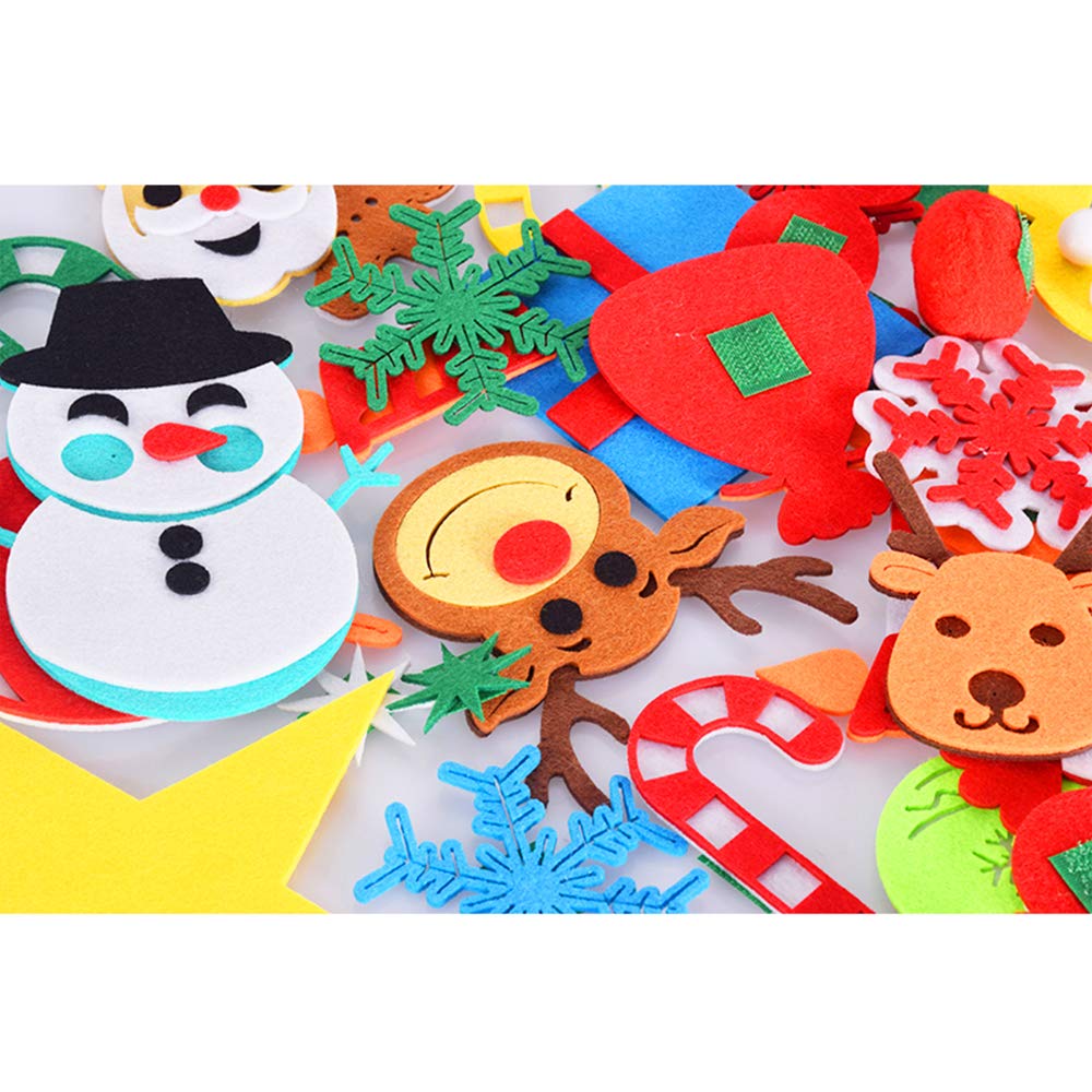 Max Fun DIY Felt Christmas Tree Set Plus Tic-Tac-Toe Games for Kids Toddlers Wall Hanging Ornaments Decorations Felt Craft Kits for Xmas Party Favors