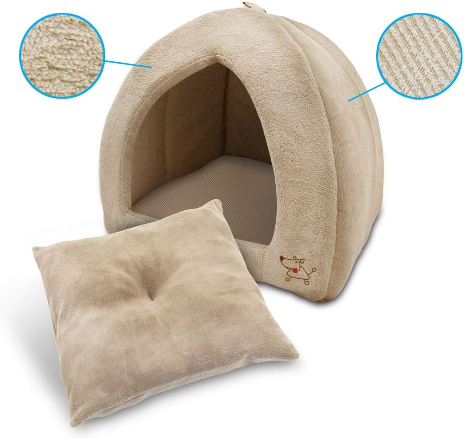 Best Pet Supplies, Inc. Best Pet SuppliesPet Tent-Soft Bed for Dog & Cat, Inc. - Tan, 19" x H: 19" : Pet Supplies