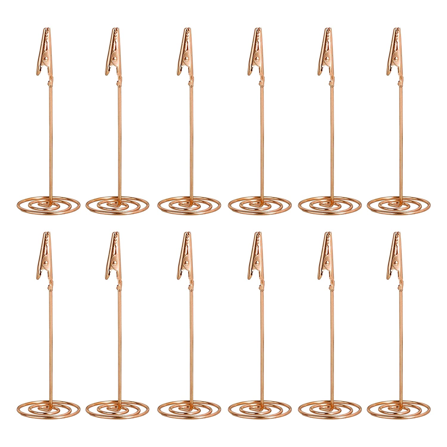 12Pcs Table Number Holders, Place Card Holder, Memo Holder Clips Vertical Note Holder Clasp Holder Photo Number Stand Note Clip for Wedding Party Gatherings Office Desk Photo Clips (Rose Gold)