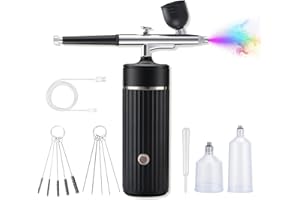 MILDHUG Cordless Airbrush Kit with Compressor - Rechargeable Air Brush Gun Set with 0.3mm Tip, 20-27PSI Airbrush Kit for Model Painting, Nail Airbrush Machine, Cake Decor, Makeup, Barber, Tattoo (Black)