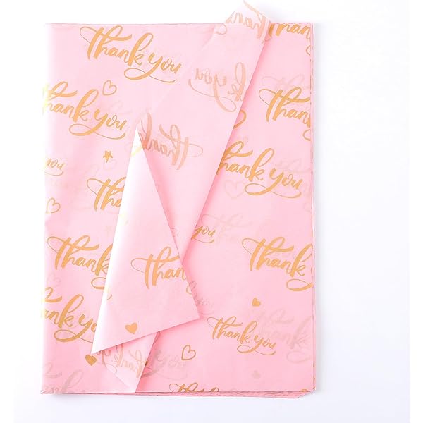 MR FIVE Thank You Tissue Paper - 30 Sheets, White With Gold Pattern, 20x14 Inches, For Gift Bags & Crafts