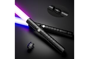 Joinor Dueling Light Sabers 2 Pack, 7 Color RGB with Aluminum Alloy Hilt, Double-Bladed, Rechargable 2-in-1 Lightsabers for Kids and Adults