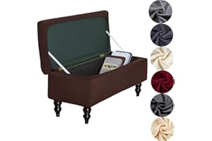 ANWUCHEN Rectangle Ottoman Cover - Stretch Storage Ottoman Covers with Elastic Bands Ties, Coffee Small