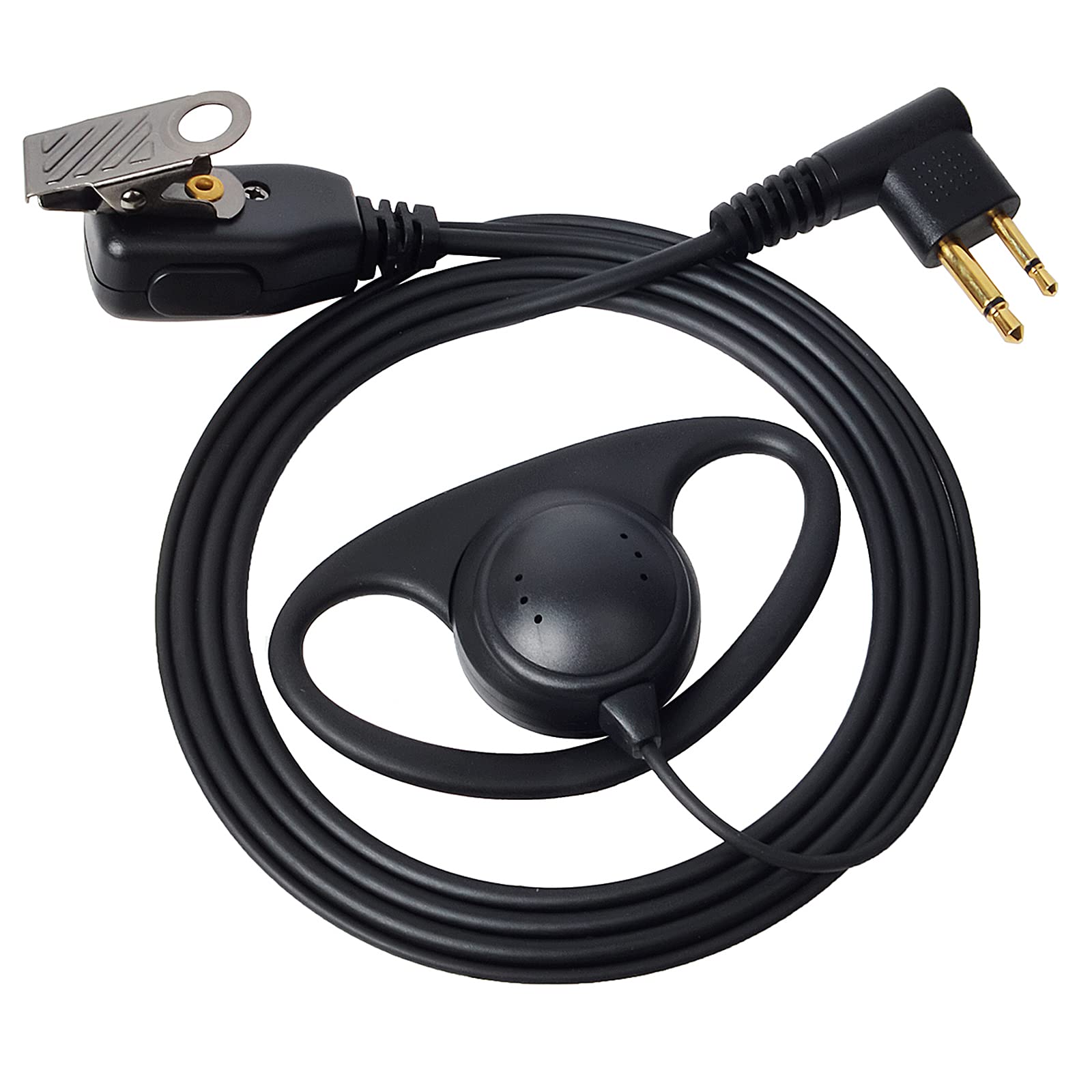 HYS D Shape Earpiece with Mic Compatible with Motorola CP040 CP140 Hytera Midland 2 Way Radio Inline PPT Headset for Police Security (1 Pack)