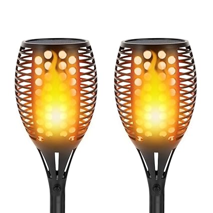 Solar Torch Lights Dancing Flame Lighting 96 Led Flickering Tiki
