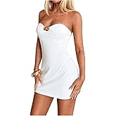 SOLY HUX Women's Bodycon Dress Mini Tube Dress Strapless Sleeveless Party Dresses