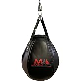 Wrecking Ball Punching Bag, Professional Boxing Teardrop Body Snatcher Bag for Training MMA Kickboxing Muay Thai, Round Shaped Heavy Bag (Unfilled)