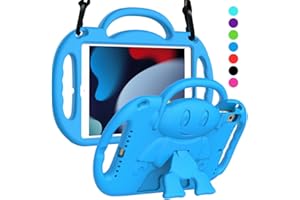 SUPLIK Kids Case for iPad 9th/8th/7th Generation, iPad 10.2" 2021/2020/2019 Kid-Proof Case with Shoulder Strap Handle Stand for Apple iPad 10.2 inch Model, Blue
