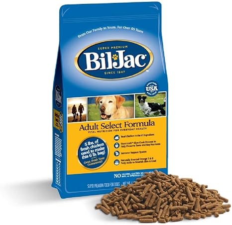 Amazon Com Bil Jac Dog Food Dry Adult Select Formula 6 Lb Bag Real Chicken 1st Ingredient Easy To Chew Bites Small Or Large Breed Super Premium Since 1947 Pet Supplies