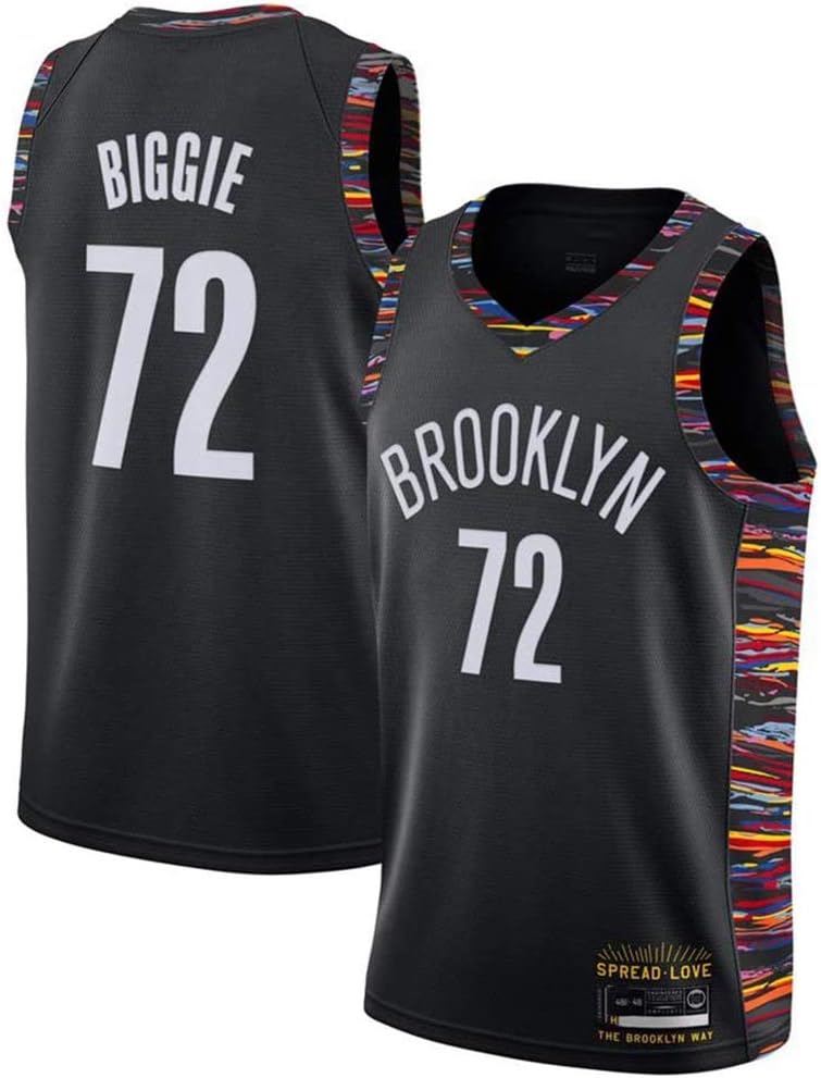 TGSCX NBA Basketball Jersey Brooklyn Nets 72# Biggie Sleeveless Basketball Shirt Men's Jersey Breathable Fashion Basketball Vest,B,L (180CM / 75~85Kg)