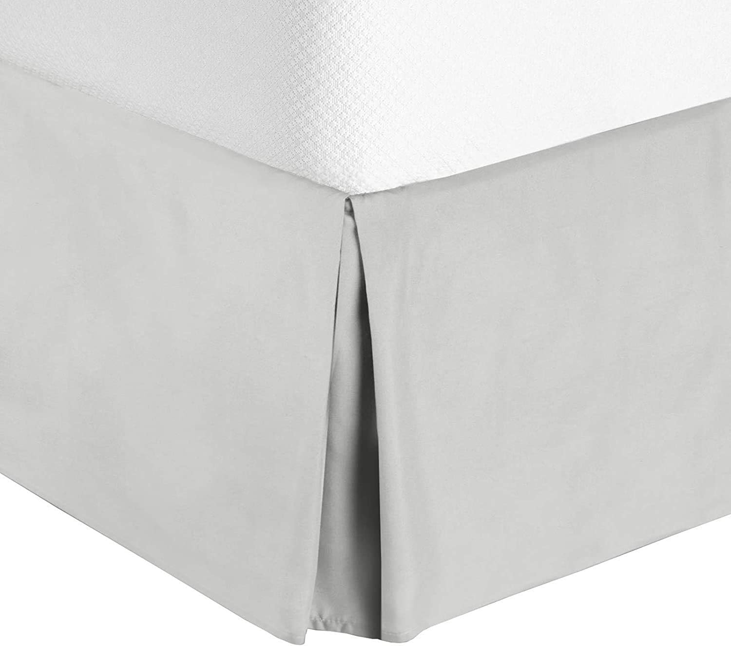 Unique Beddings Egyptian Cotton Bed-Skirt (Queen, Silver Grey) with 14" Inch Drop Length - 100% Long Staple Cotton - Pleated Split Cornor Bed Skirt (Style : Solid)