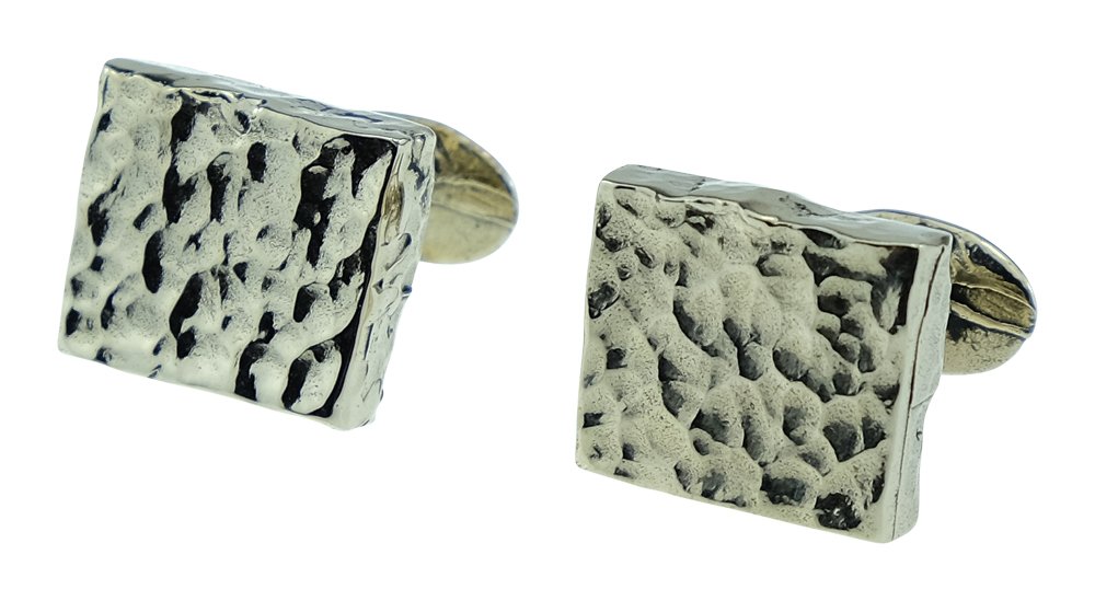 8th Wedding Anniversary Solid Bronze Rustic Hammered Cufflinks with a Polished shine Finish - Perfect 8th Anniversary Gift Idea