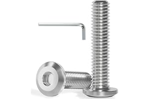 VGBUY M6-1.0 x 25 mm 60Pcs Flat Head Hex Socket Cap Screws Bolts,304 Stainless Steel 18-8,Full Thread,Hex Spanner Included (VG30107)