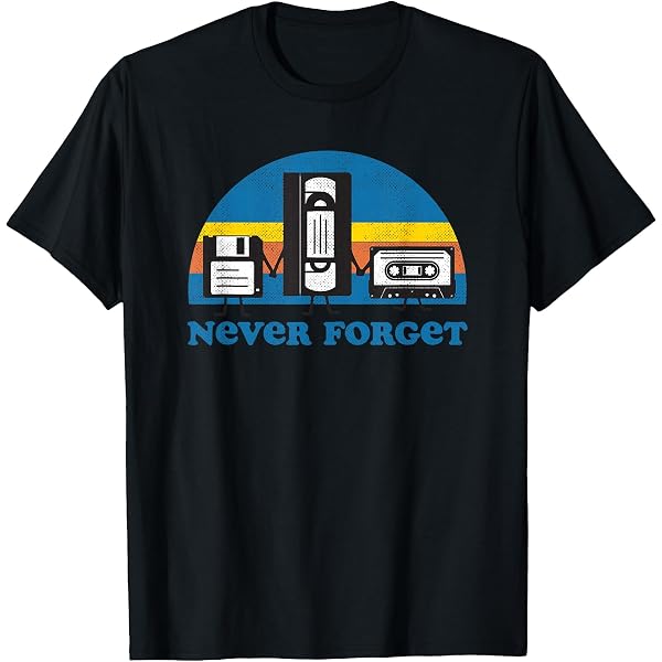 Amazon.com: Never Forget T Shirt Funny Floppy Disk VHS Tape 90s