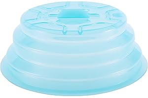 Kichwit Collapsible Silicone Microwave Plate Cover Splatter Guard, Dishwasher Safe & BPA Free, 11”, Blue