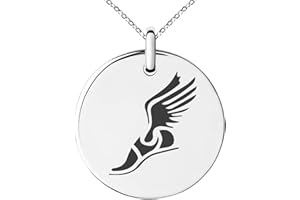 Tioneer Stainless Steel Hermes Greek Messenger of Gods Symbol Small Medallion Circle Charm Pendant Necklace