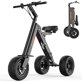 Tomofree 3 Wheel Scooter for Adults, Foldable Mobility Scooter with Seat, Top Speed 15 Mph Electric Scooter for Adults Lightweight Electric Trike with 36V 7.5Ah Battery, Reverse Function