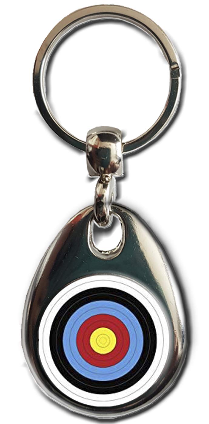 KAZMUGZ ARCHERY TARGET EMBLEM KEYRING. Heavy quality metal gift keyring. Double sided keychain. Archer keyring