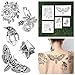 Tattify Hand Drawn Nature Temporary Tattoos - Pearlescent (Set of 10 Tattoos - 2 of each Style) - Individual Styles Available - Fashionable Temporary Tattoos