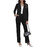 Pant Suits for Women Business Casual 2 Piece Outfits Dressy Open Front Blazer Jacket and Pants Set