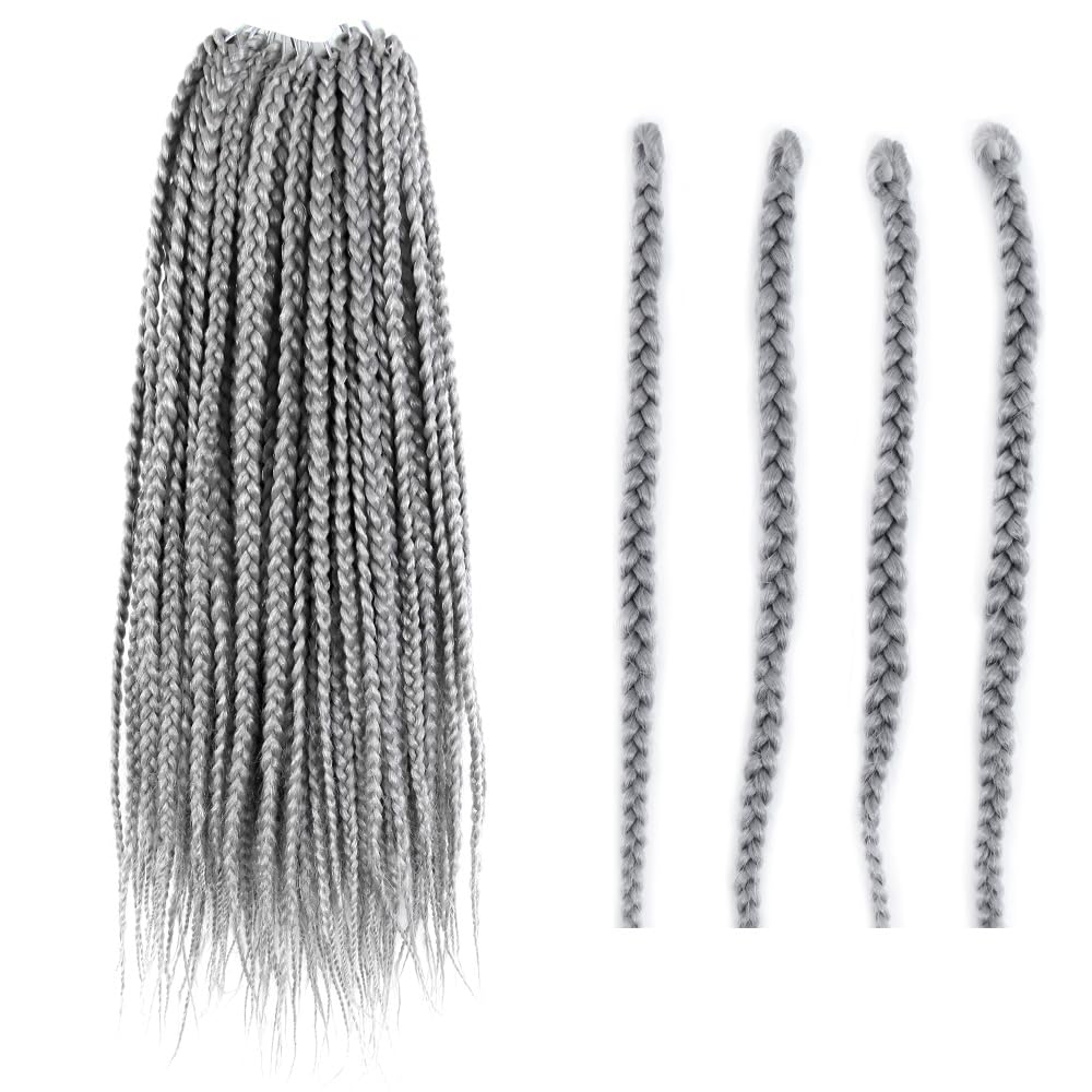 Photo 1 of BOHOBABE Gray Box Braids Crochet Hair 14 Inch 8 Packs Short Prelooped Grey Crochet Box Braiding Hair (Gray)