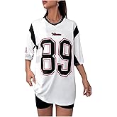 SOLY HUX Women's Y2k Jersey Shirt Number Graphic Tees V Neck Half Sleeve Soccer Tops Streetwear