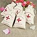 vLoveLife 10pcs Wedding Party Favor Bags 4x6 inch RED GLITTER CROSS Bachelorette Hangover Kit Bags Recovery Kit Bags Survival Kit Bags Cotton Muslin Drawstring Bag