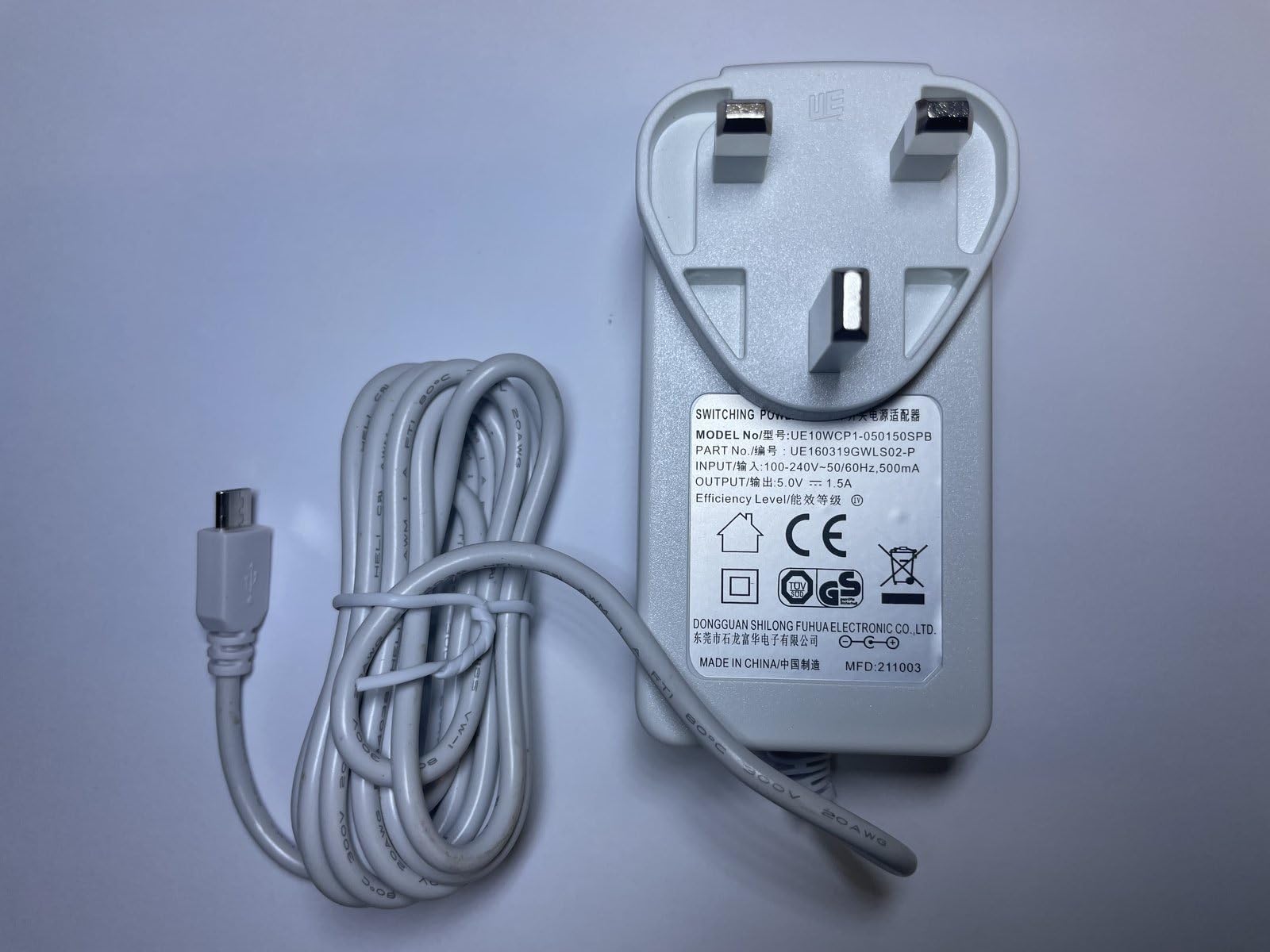 White 5V 1000mA Switching Power Supply Charger for Motorola MBP36S Baby Monitor