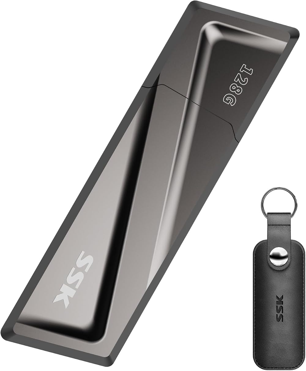 SSK 128GB USB C SSD Flash Drive 550MB/s Fast USB 3.2 Gen2 Memory Stick Pen Drive