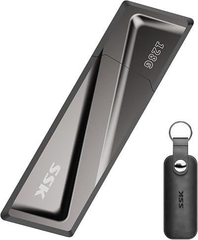 SSK 128GB USB C SSD Flash Drive 550MB/s Fast USB 3.2 Gen2 Memory Stick Pen Drive