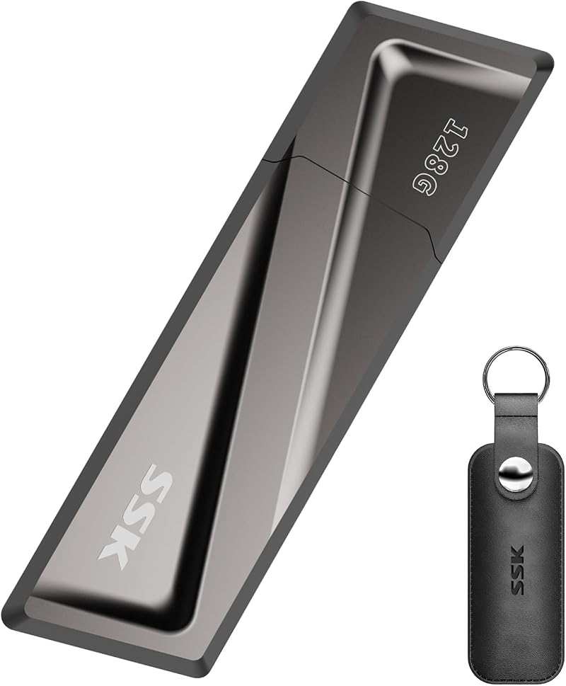 SSK 128GB USB C SSD Flash Drive 550MB/s Fast USB 3.2 Gen2 Memory Stick Pen Drive