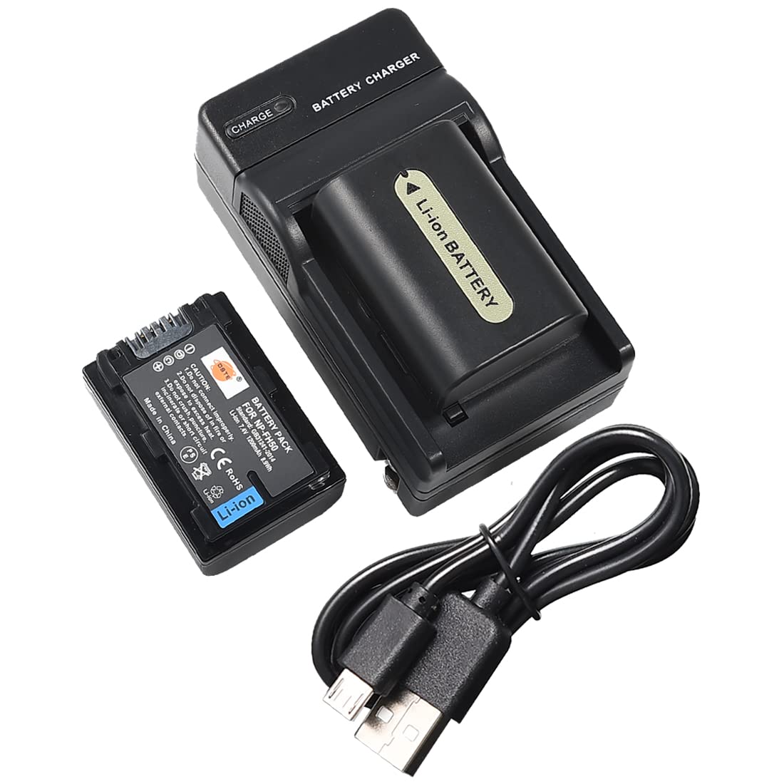 DSTE NP-FH50 Li-ion Battery (2-Pack) and Micro USB Charger Suitable for Sony DSLR-A230, DSLR-A290, DSLR-A330, DSLR-A380, DSLR-A390, DSC-HX1, DSC-HX100V, DSC-HX200V, HDR-TG5V