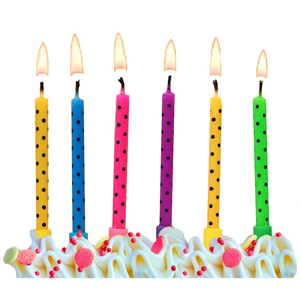 Geburtstagskerzen 6 Stück bunt mit Punkten