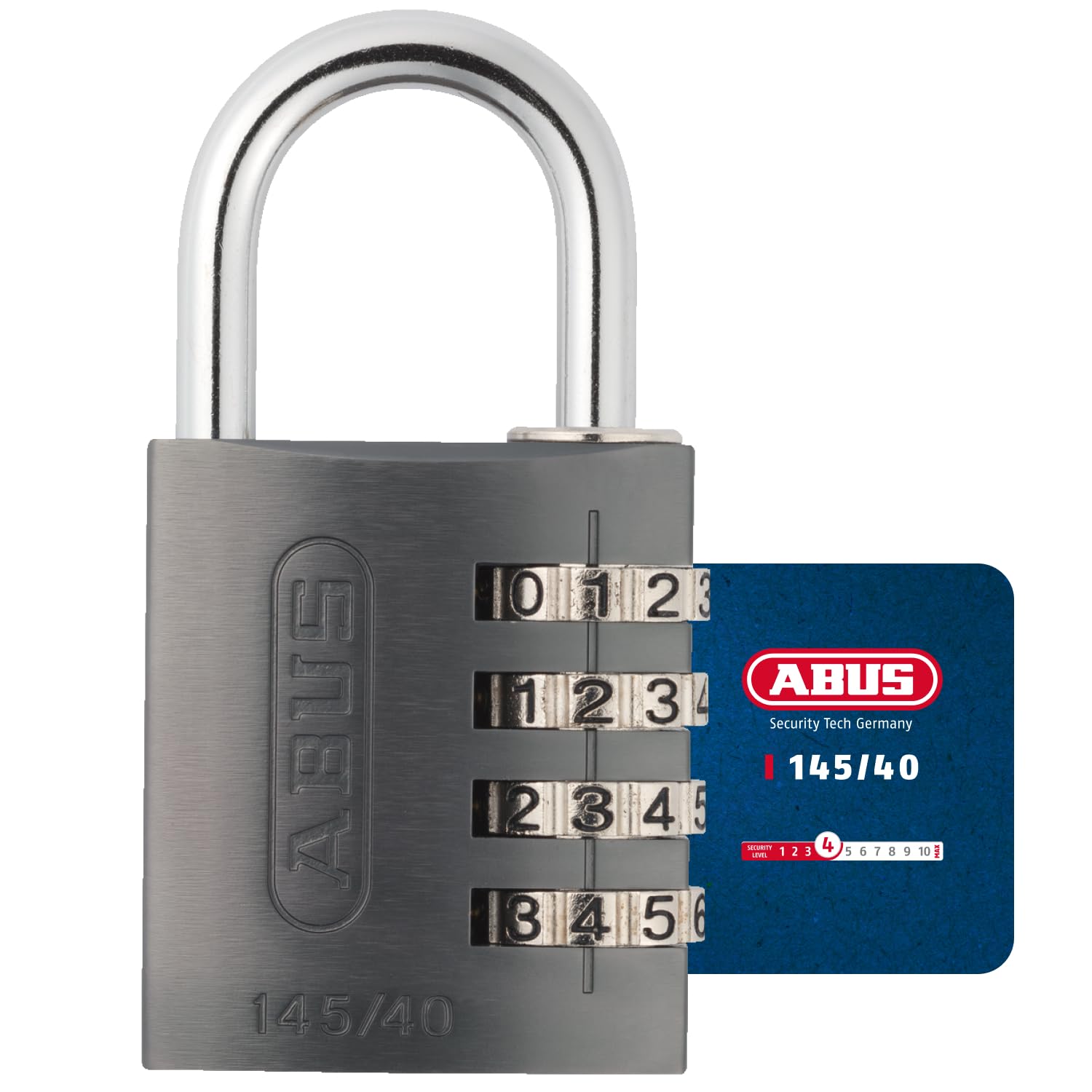 Padlock combination aluminum 40mm titanium