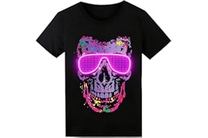 Sound Activated LED T-Shirt, Glow in The Dark Light Up Shirt for Men, Neon Shirt for Rave, Glow Party, Concert, Halloween