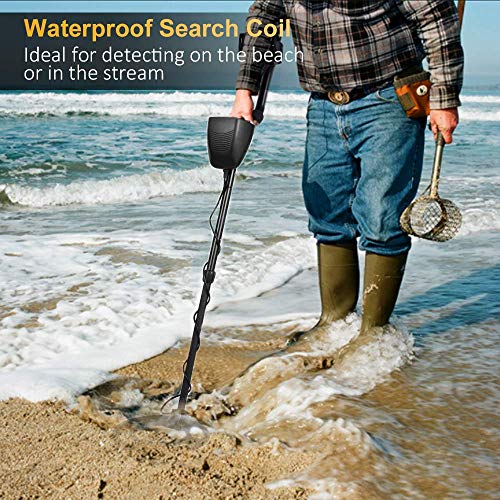 Dnyker Metal Detector High Accuracy Adjustable Waterproof LCD Display Gold Metal Detector with Sensitive Search Coil,Pinpoint Function for Adults and Kids