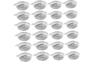 HEALLILY 50pcs Aluminum Foil Weighing Trays with Handle, Disposable Aluminum Measuring Pans for Powder and Liquid, 30ml 42ml 