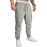 JMIERR Mens Casual Cargo Joggers Pants Elastic Waist Drawstring Stretch Relaxed Fit Work Pants Tapered Sweatpants