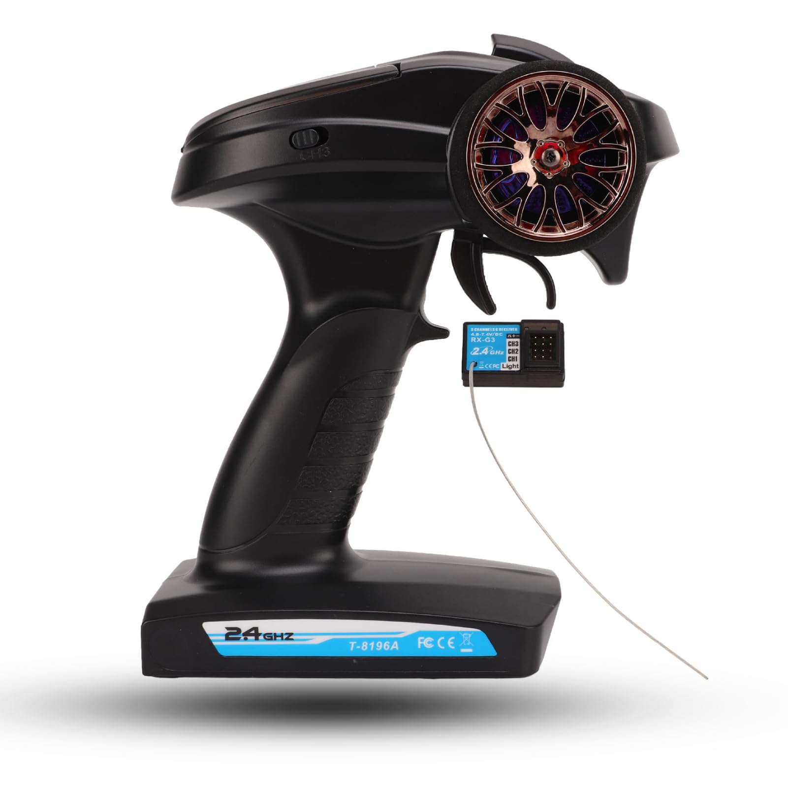 HERCHR RC Transmitter Receiver, 2.4G GFSK 3 Channel Professional RC Radio Transmitter Receiver Remote Radio Controller for RC Boat Car Crawler Drifting