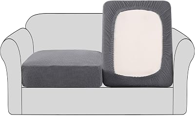 BellaHills Stretch Sofa Cushion Cover Grey Jacquard Fabric Elastic Bottom 2