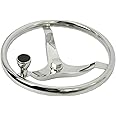 HYDDNice 3 Spoke Stainless Steel Boat Steering Wheel 13-1/2" Dia with 1/2"-20 Nut & Turning Knob fit for Teleflex Cable Helm