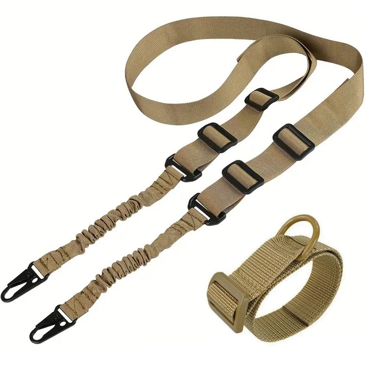 Tactical One/Two Point Sling and Universal Buttstock Attachment Strap 1, 2 Point Rifle Airsoft Weapon Gun Sling (Tan)