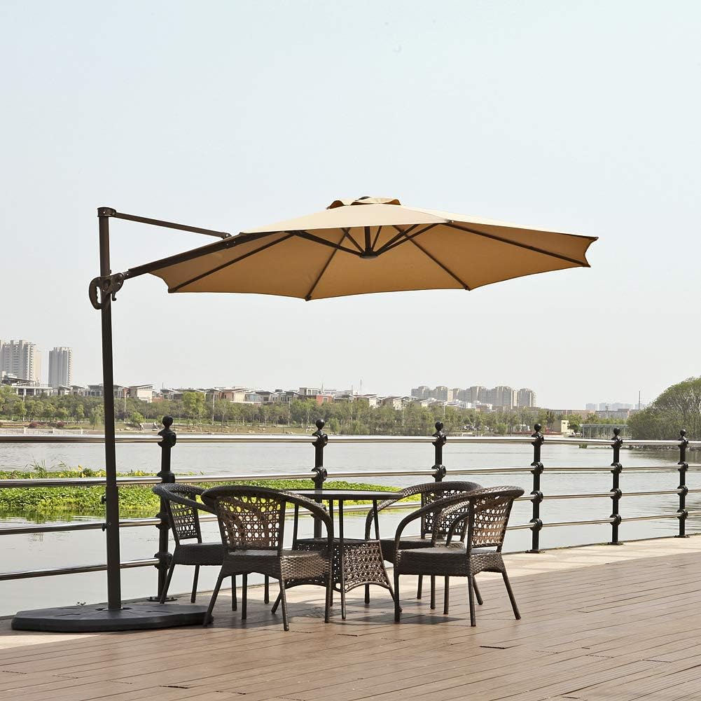 Le Papillon 10 Ft Cantilever Umbrella Outdoor Offset Patio Umbrella Easy Open Lift 360 Degree Rotation Beige Amazon Co Uk Garden Outdoors